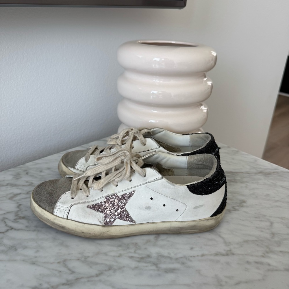 Golden Goose Deluxe Brand Superstar Low Top Glitter Star Sneakers